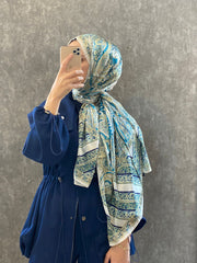 İTHAL ETRO DESEN NEW VUAL İPEK ŞAL 44344 - Turkuaz - Organic ScarfsOrganic Scarfs