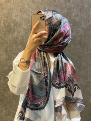 İthal Etro Yeni Sezon İthal Etnik Desen Vual İpek Şal 10041 - Bademi - Organic ScarfsOrganic Scarfs
