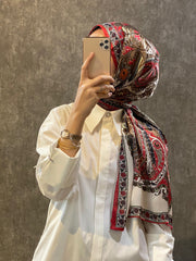 İthal Etro Yeni Sezon İthal Etnik Desen Vual İpek Şal 10041 - Bordo - Organic ScarfsOrganic Scarfs