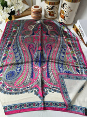 İthal Etro Yeni Sezon İthal Etnik Desen Vual İpek Şal 10041 - Fuşya - Organic ScarfsOrganic Scarfs