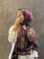 İthal Etro Yeni Sezon İthal Etnik Desen Vual İpek Şal 10041 - Gül Kurusu - Organic ScarfsOrganic Scarfs