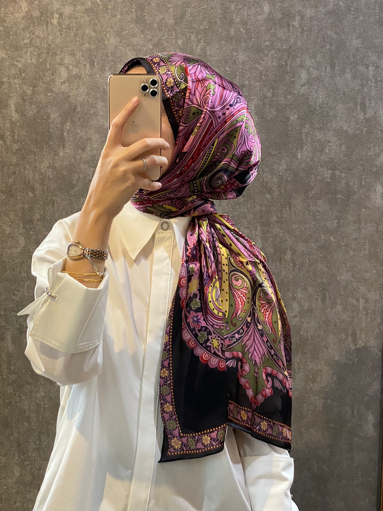 İthal Etro Yeni Sezon İthal Etnik Desen Vual İpek Şal 10041 - Gül Kurusu - Organic ScarfsOrganic Scarfs