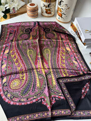 İthal Etro Yeni Sezon İthal Etnik Desen Vual İpek Şal 10041 - Gül Kurusu - Organic ScarfsOrganic Scarfs