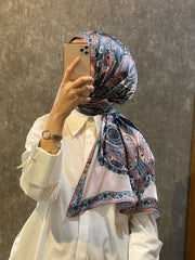 İthal Etro Yeni Sezon İthal Etnik Desen Vual İpek Şal 10041 - Koyu Vizon - Organic ScarfsOrganic Scarfs