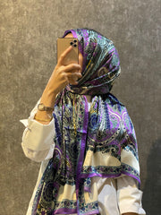 İthal Etro Yeni Sezon İthal Etnik Desen Vual İpek Şal 10041 - Mürdüm - Organic ScarfsOrganic Scarfs