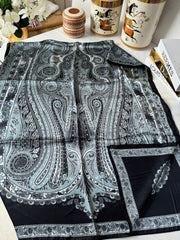 İthal Etro Yeni Sezon İthal Etnik Desen Vual İpek Şal 10041 - Siyah - Organic ScarfsOrganic Scarfs