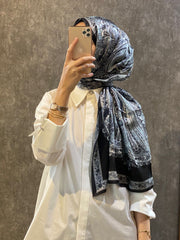 İthal Etro Yeni Sezon İthal Etnik Desen Vual İpek Şal 10041 - Siyah - Organic ScarfsOrganic Scarfs