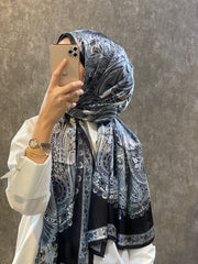 İthal Etro Yeni Sezon İthal Etnik Desen Vual İpek Şal 10041 - Siyah - Organic ScarfsOrganic Scarfs