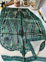 İthal Etro Yeni Sezon İthal Etnik Desen Vual İpek Şal 10041 - Yeşil - Organic ScarfsOrganic Scarfs