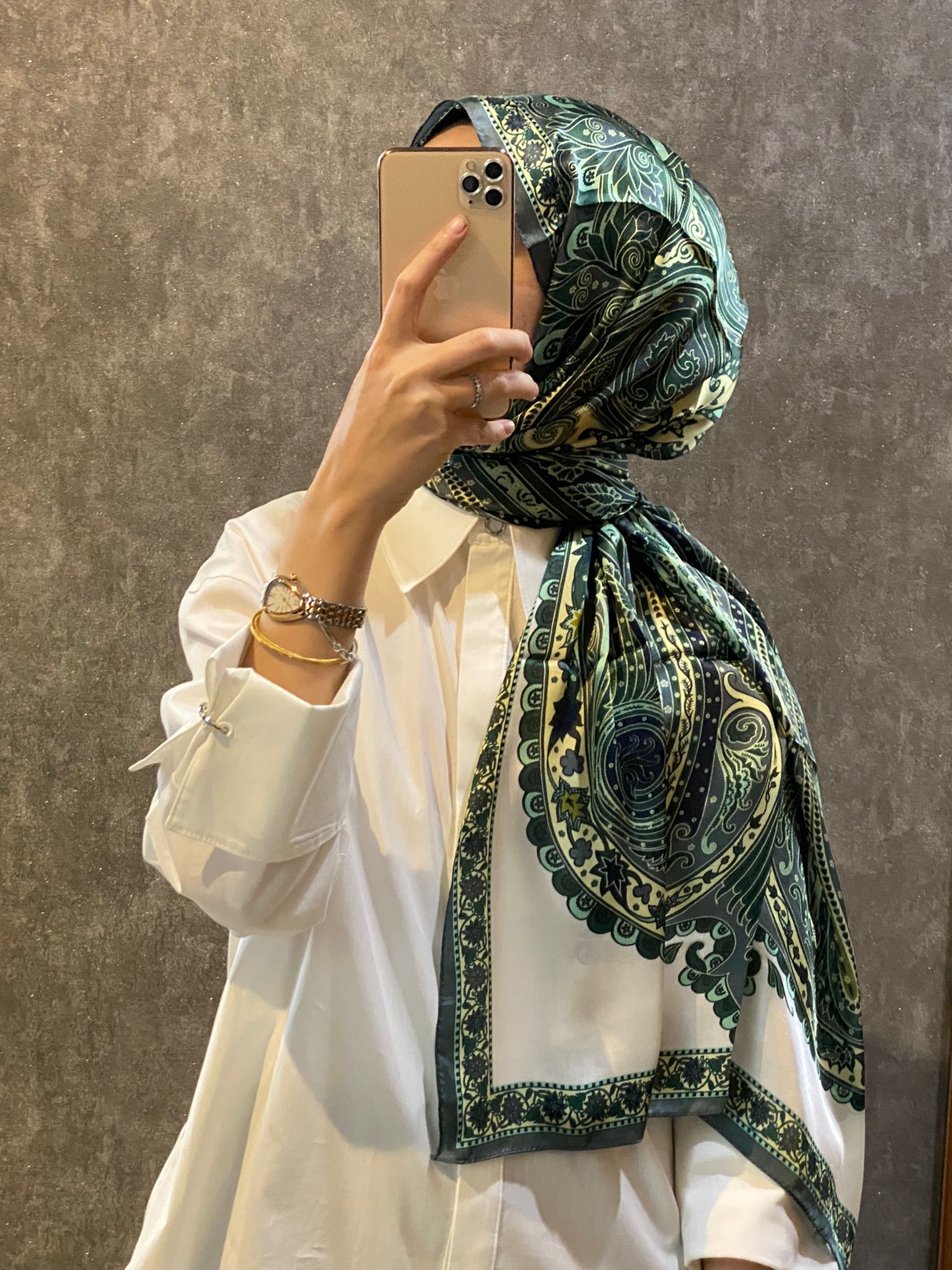 İthal Etro Yeni Sezon İthal Etnik Desen Vual İpek Şal 10041 - Yeşil - Organic ScarfsOrganic Scarfs