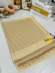 İthal Fendi Kaşmir İpek Şal 49101 - Bej - Organic ScarfsOrganic Scarfs