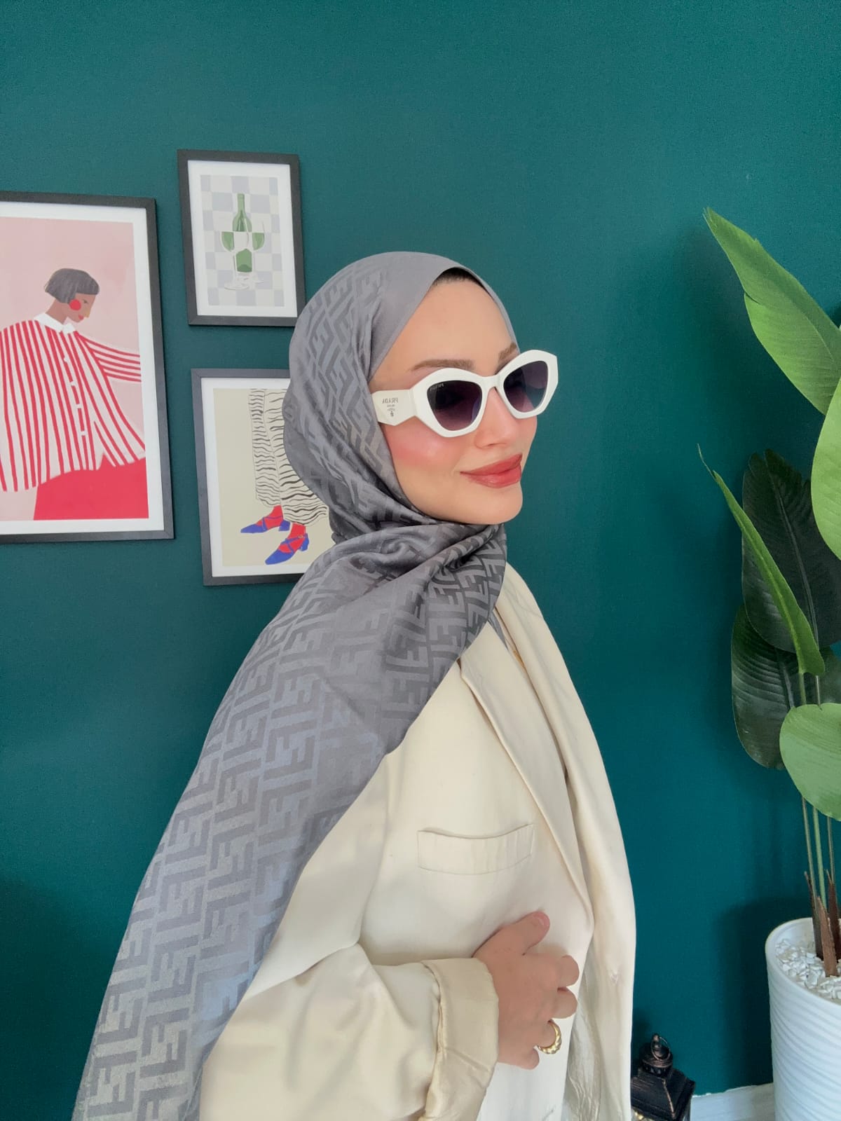 İthal Fendi Kaşmir İpek Şal 49101 - Füme - Organic ScarfsOrganic Scarfs