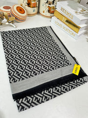 İthal Fendi Kaşmir İpek Şal 49101 - Gri - Organic ScarfsOrganic Scarfs