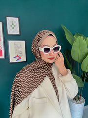 İthal Fendi Kaşmir İpek Şal 49101 - Kahverengi - Organic ScarfsOrganic Scarfs