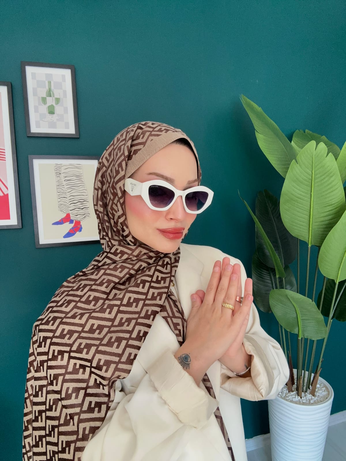 İthal Fendi Kaşmir İpek Şal 49101 - Kahverengi - Organic ScarfsOrganic Scarfs