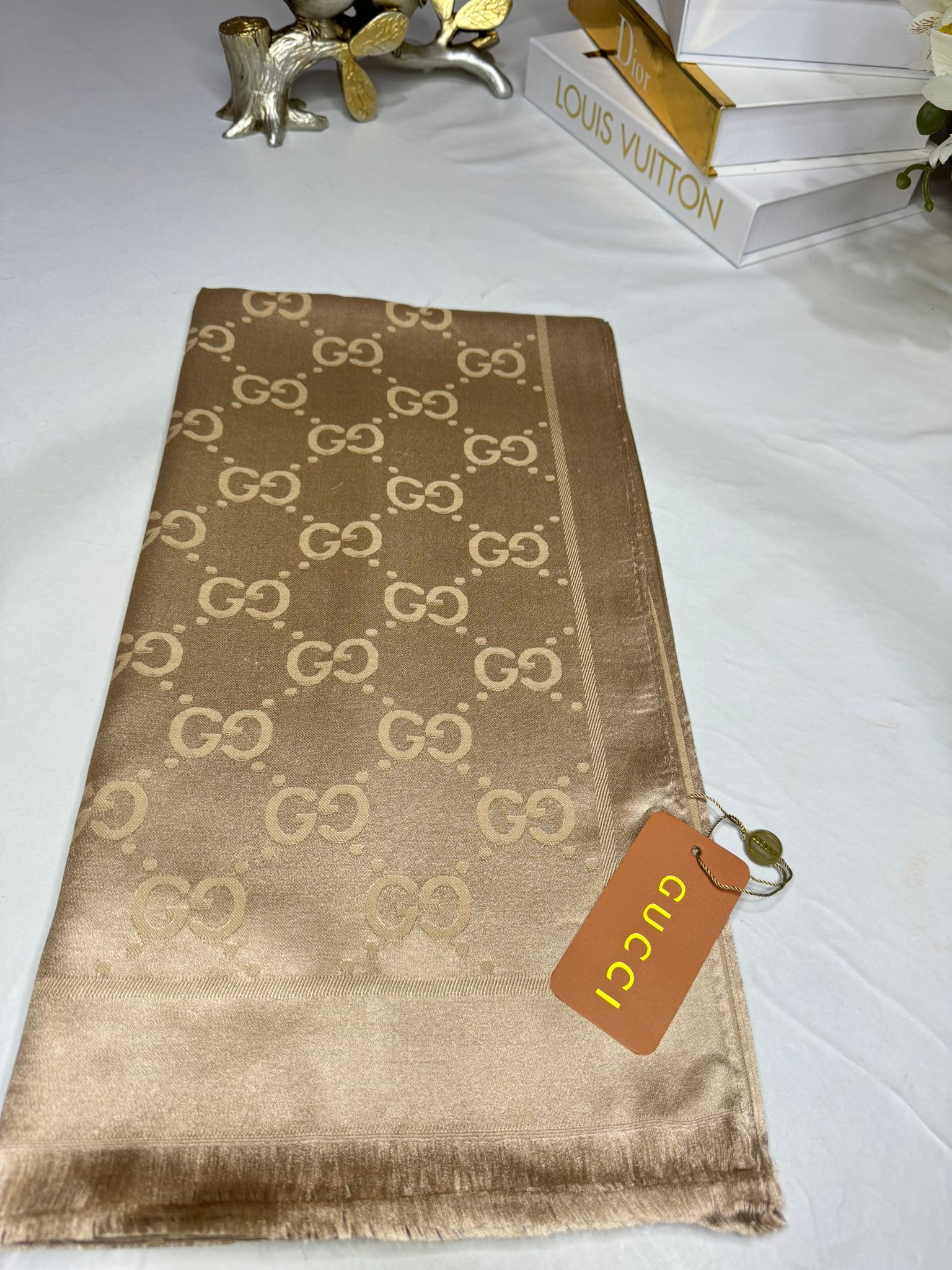 İthal G Kaşmir İpek Şal 49102 - Bej - Organic ScarfsOrganic Scarfs
