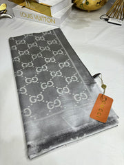 İthal G Kaşmir İpek Şal 49102 - Gümüş - Organic ScarfsOrganic Scarfs