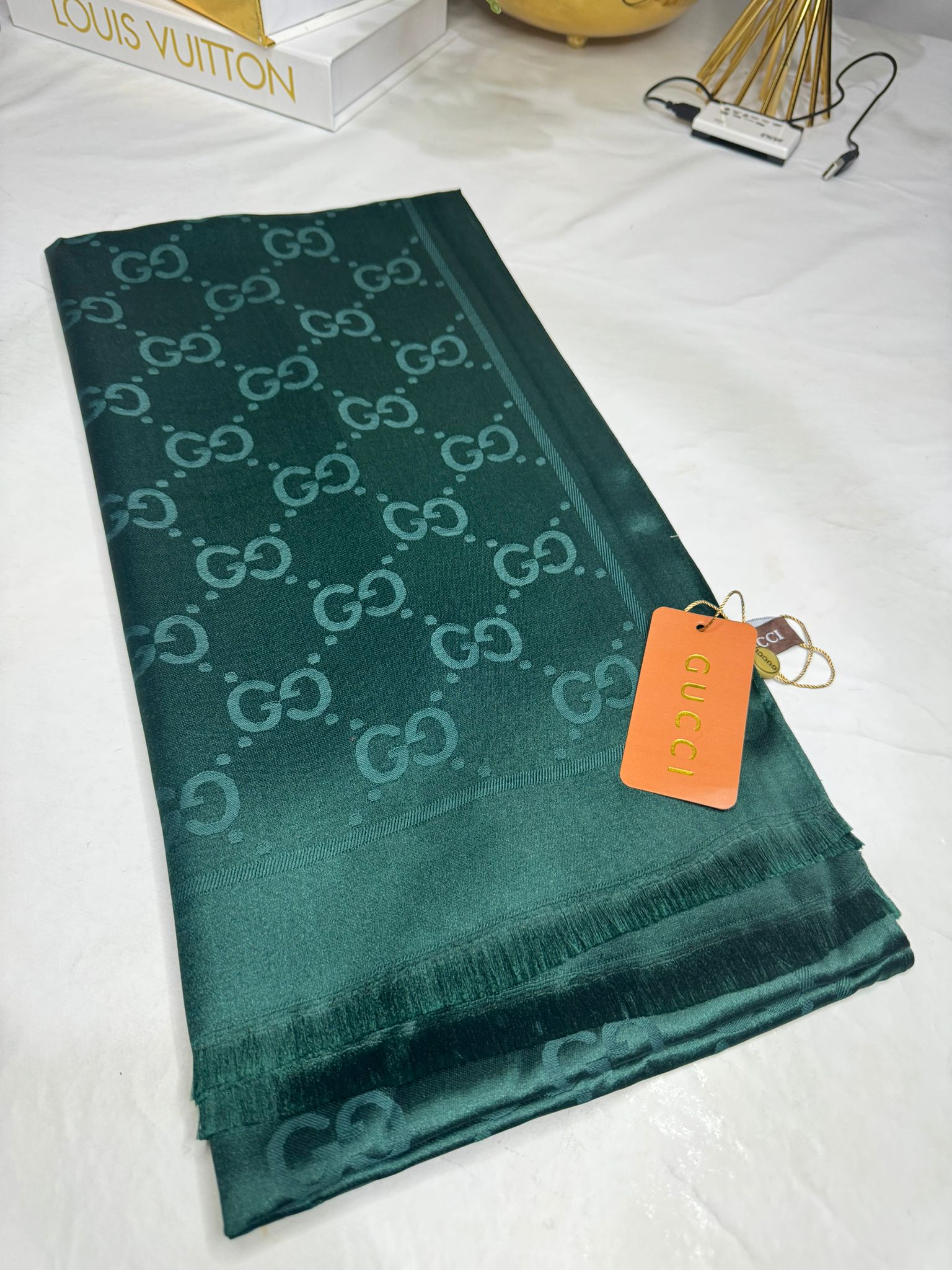 İthal G Kaşmir İpek Şal 49102 - Zümrüt - Organic ScarfsOrganic Scarfs
