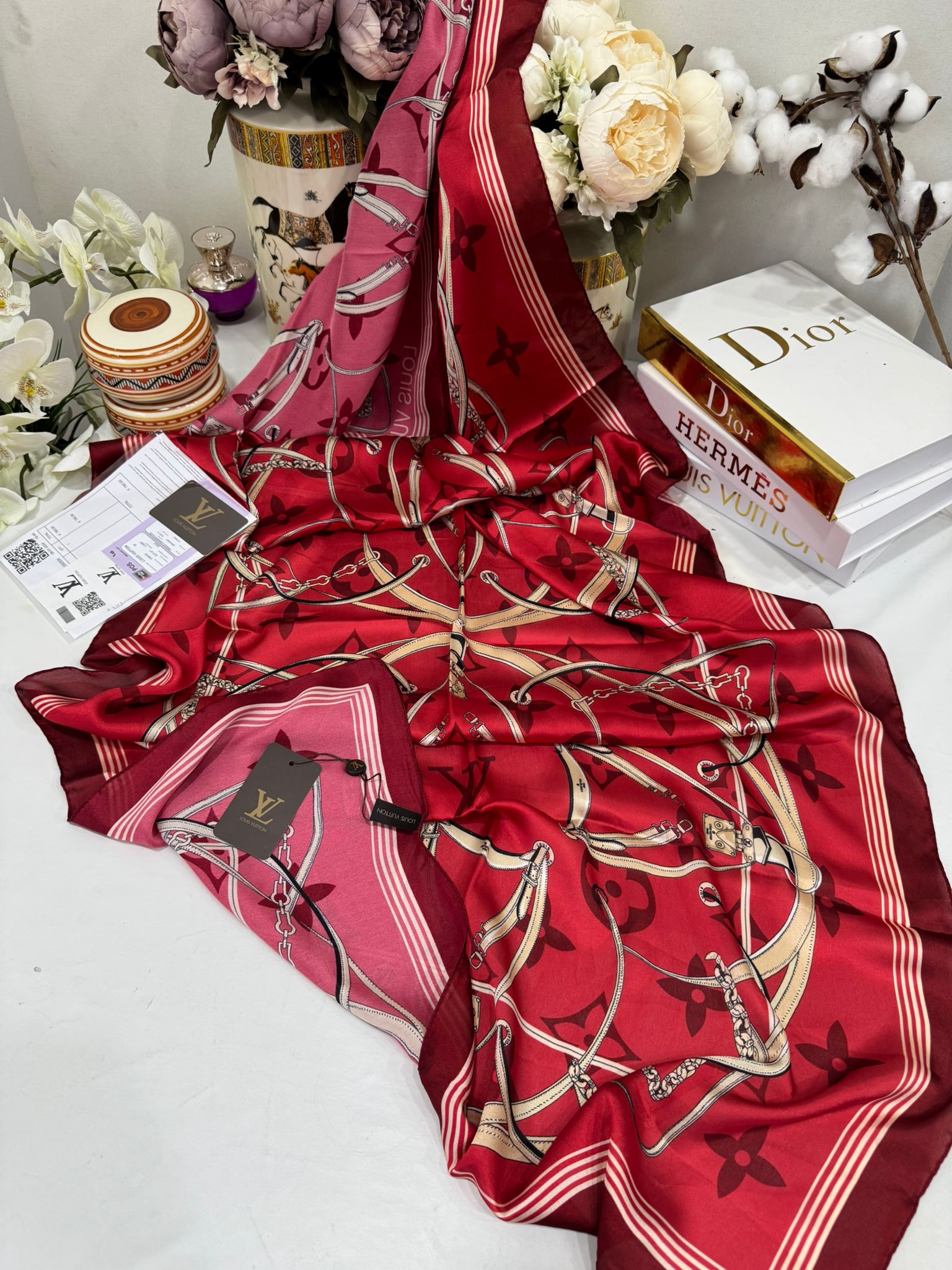 Lv Çift Taraflı İthal Vual İpel Şal 85631 - Kırmızı - Organic ScarfsOrganic Scarfs