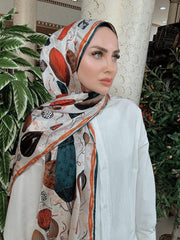 LV DESEN İTHAL VUAL İPEK ŞAL 15801 - EKRU - Organic ScarfsOrganic Scarfs