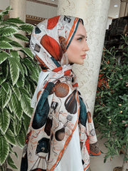 LV DESEN İTHAL VUAL İPEK ŞAL 15801 - EKRU - Organic ScarfsOrganic Scarfs
