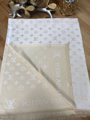 Lv Desenli İpek Kaşmir Çift Taraflı Şal - Bej - Organic ScarfsOrganic Scarfs
