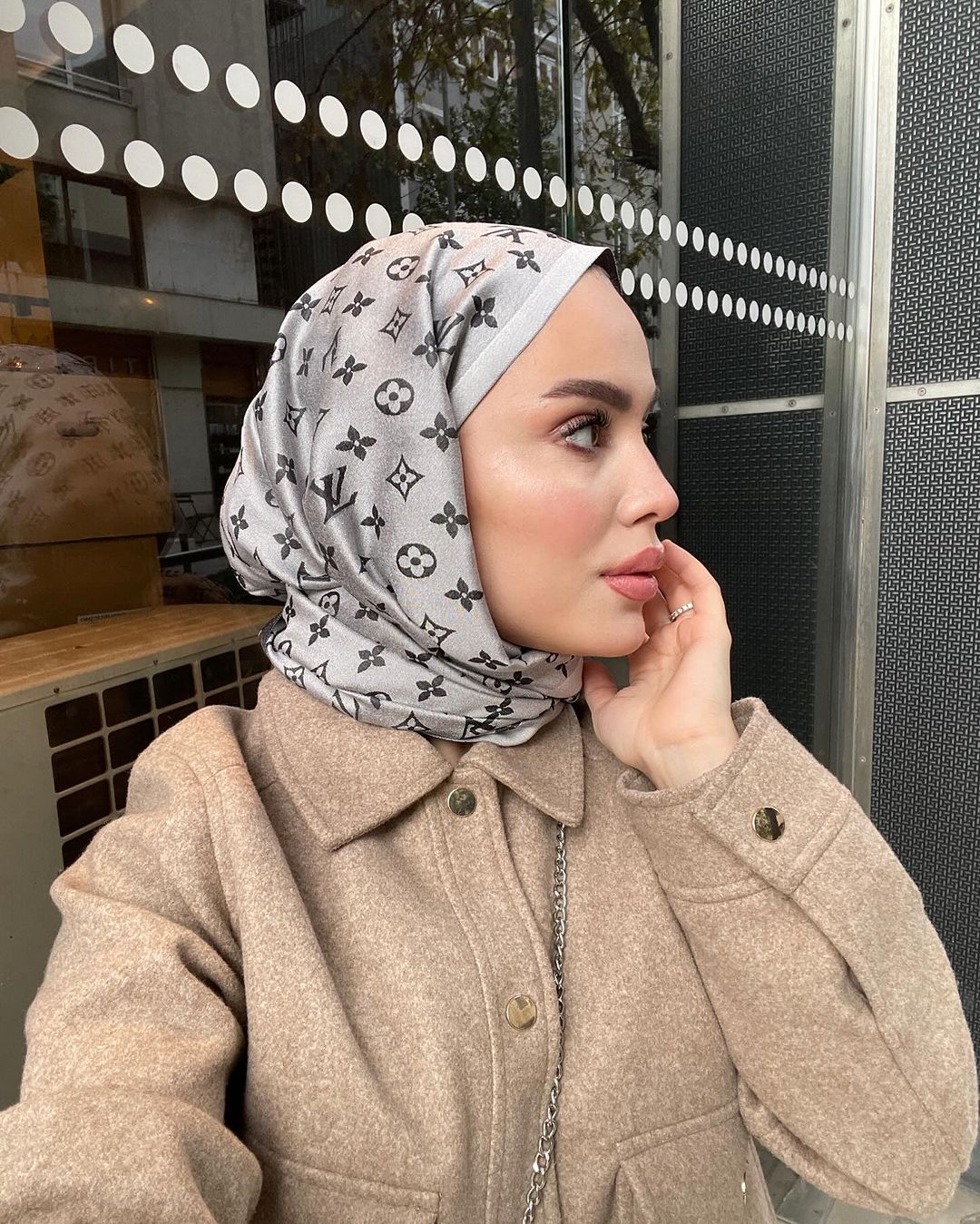 Lv Desenli İpek Kaşmir Çift Taraflı Şal - Gri - Organic ScarfsOrganic Scarfs