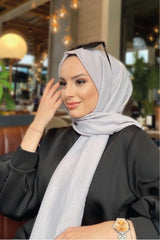 Organic Scarfs Pamuk Kraş Cazz Şal Modeli - Açık Gri - Organic ScarfsOrganic Scarfs