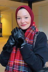 Organic Scarfs Pamuk Kraş Cazz Şal Modeli - Bordo - Organic ScarfsOrganic Scarfs
