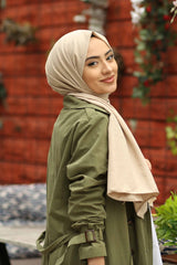 Organic Scarfs Pamuk Kraş Cazz Şal Modeli - Fil Dişi - Organic ScarfsOrganic Scarfs