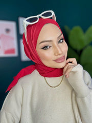 Organic Scarfs Pamuk Kraş Cazz Şal Modeli - Kırmızı - Organic ScarfsOrganic Scarfs