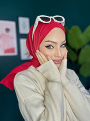 Organic Scarfs Pamuk Kraş Cazz Şal Modeli - Kırmızı - Organic ScarfsOrganic Scarfs