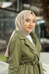 Organic Scarfs Pamuk Kraş Cazz Şal Modeli - Koyu Vizon - Organic ScarfsOrganic Scarfs