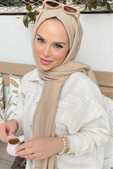 Organic Scarfs Pamuk Kraş Cazz Şal Modeli - Latte - Organic ScarfsOrganic Scarfs