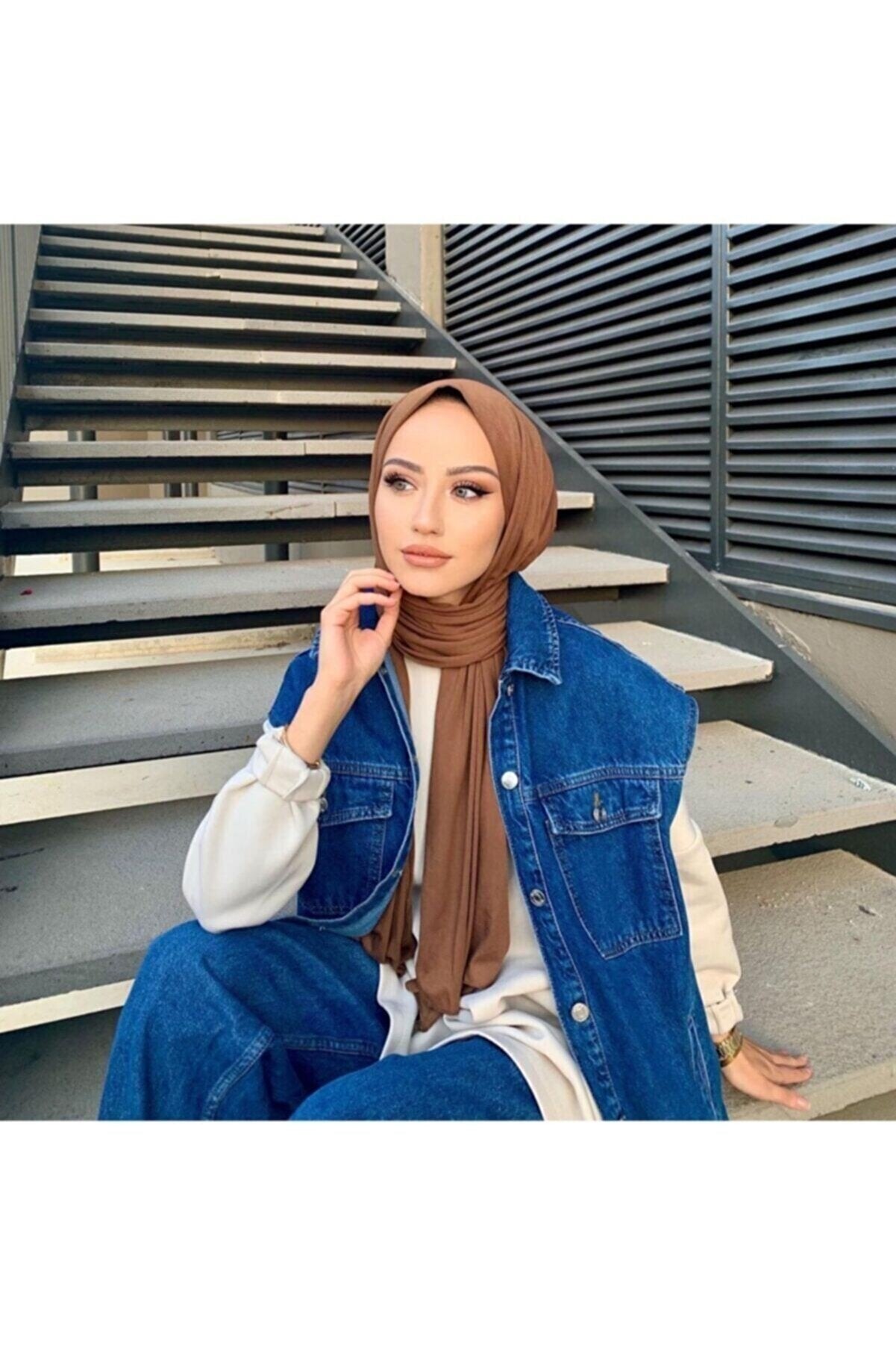 Organic Scarfs Tesettür Penye Şal Hijap Modeli - Çikolata - Organic ScarfsOrganic Scarfs