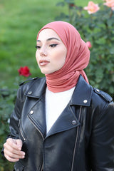 Organic Scarfs Tesettür Penye Şal Hijap Modeli - Gül Kurusu - Organic ScarfsOrganic Scarfs