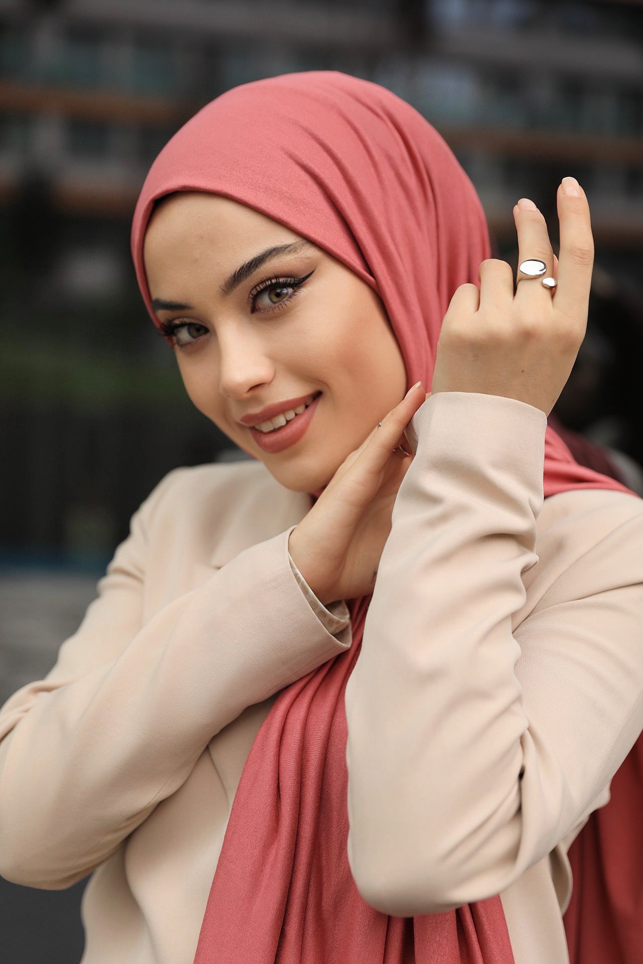 Organic Scarfs Tesettür Penye Şal Hijap Modeli - Gül Kurusu - Organic ScarfsOrganic Scarfs