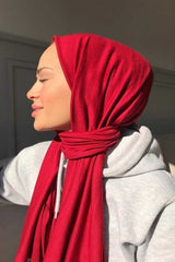 Organic Scarfs Tesettür Penye Şal Hijap Modeli - Kırmızı - Organic ScarfsOrganic Scarfs
