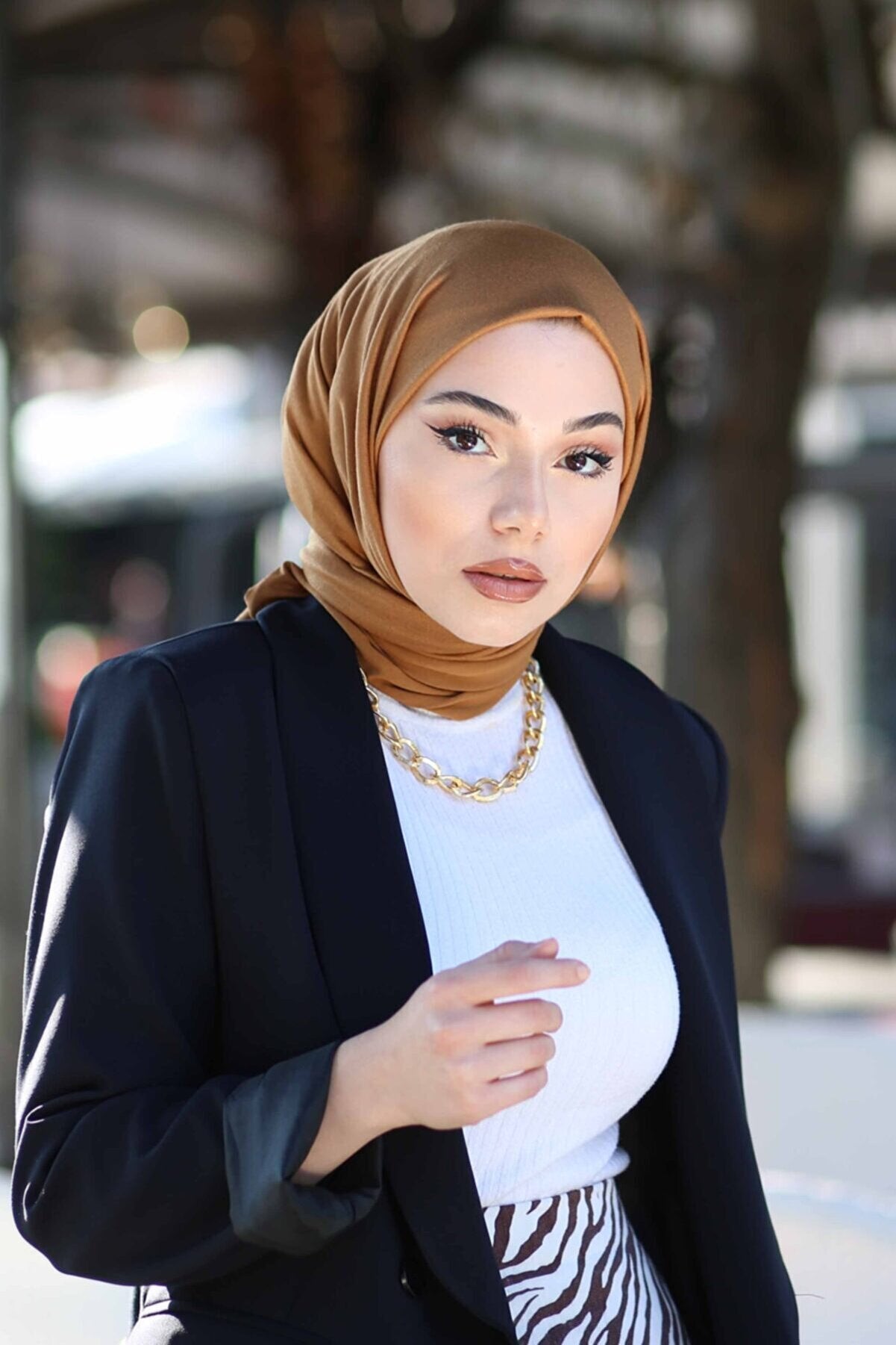 Organic Scarfs Tesettür Penye Şal Hijap Modeli - Taba - Organic ScarfsOrganic Scarfs
