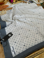 Pier Cardin Monogram Pamuk Soft Eşarp 35671 - Füme - Organic ScarfsOrganic Scarfs