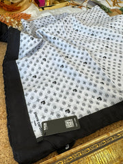 Pier Cardin Monogram Pamuk Soft Eşarp 35671 - Siyah/Ekru - Organic ScarfsOrganic Scarfs