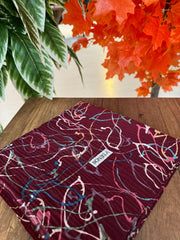 Sulu Boya Desenli Mio Cazz Eşarp 61018 - Bordo - Organic ScarfsOrganic Scarfs