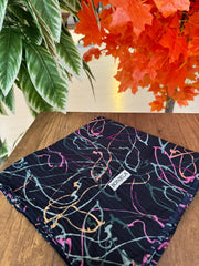 Sulu Boya Desenli Mio Cazz Eşarp 61018 - Lacivert/Mint - Organic ScarfsOrganic Scarfs