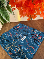 Sulu Boya Desenli Mio Cazz Eşarp 61018 - Mavi - Organic ScarfsOrganic Scarfs