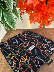 Sulu Boya Desenli Mio Cazz Eşarp 61018 - Siyah/Turuncu - Organic ScarfsOrganic Scarfs