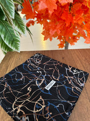 Sulu Boya Desenli Mio Cazz Eşarp 61018 - Siyah/Vizon - Organic ScarfsOrganic Scarfs