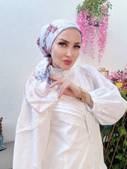 Vakko Çiçek Desen Eşarp - Bej - Organic ScarfsOrganic Scarfs
