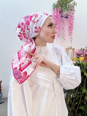 Vakko Çiçek Desen Eşarp - Fuşya - Organic ScarfsOrganic Scarfs