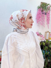 Vakko Çiçek Desen Eşarp - Gri - Organic ScarfsOrganic Scarfs