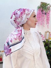 Vakko Çiçek Desen Eşarp - Mürdüm - Organic ScarfsOrganic Scarfs
